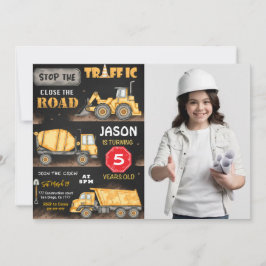 Zwart & Geel Bouw Foto uitnodiging