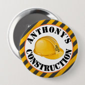 Zwart-geel bouwhard Pet 4e verjaardag Ronde Button 4,0 Cm (Voorkant /achterkant)