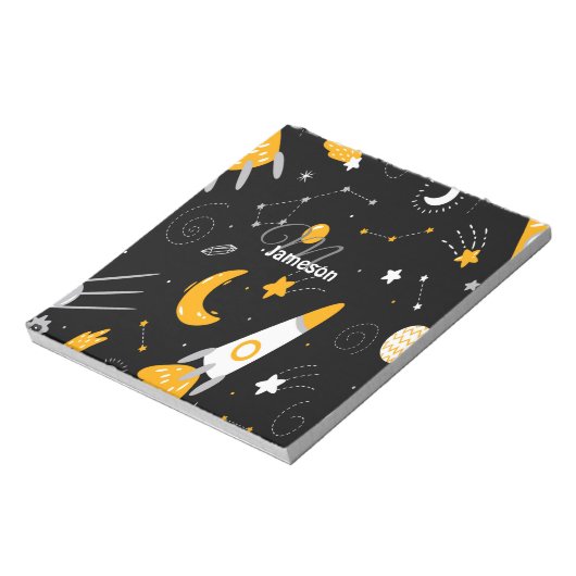 Zwart geel buitenruimteschakeltje Notitieblok (Linkerzijde)