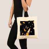 Zwart geel buitenste ruimtesterren tote bag (Voorkant (product))