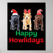 Zwart geel chocolade lab kerst labrador gehuil poster (Voorkant)