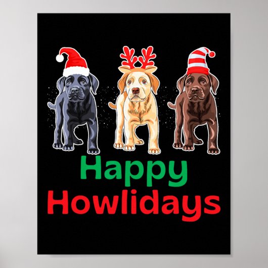 Zwart geel chocolade lab kerst labrador gehuil poster (Voorkant)
