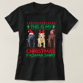 Zwart Geel Chocolade Lab Kerst Labrador Paja T-shirt (Design voorkant)