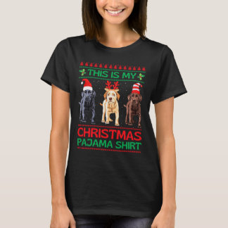 Zwart Geel Chocolade Lab Kerst Labrador Paja T-shirt