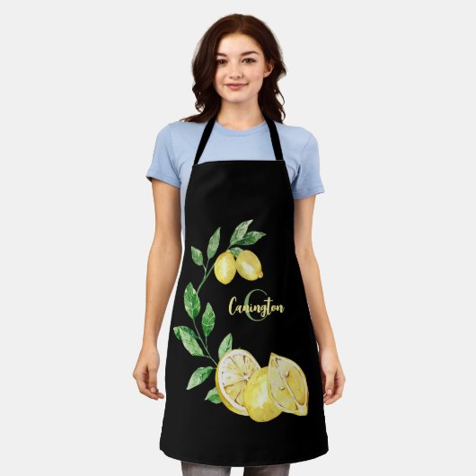 Zwart & Geel Citroen Monogram Schort (Gedragen)