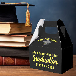 Zwart Geel Custom 2024 Graduation Party Bedankdoosjes