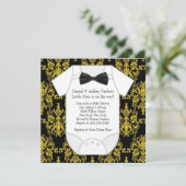 Zwart Geel Damask Baby Boy Shower Kaart (Staand voorkant)