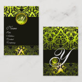 ZWART GEEL DAMAST MONOGRAM ,Topaz Visitekaartje (Voorkant / Achterkant)