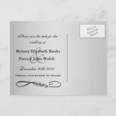 Zwart & Geel Damast Wedding Save the Dates Aankondigingskaart (Achterkant)