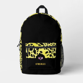 Zwart-geel Dierenprint Modern Monogram Bedrukte Rugzak