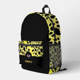 Zwart-geel Dierenprint Modern Monogram Bedrukte Rugzak