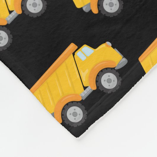 Zwart Geel Dump Truck Boy Construction Worker Fleece Deken (Hoek)