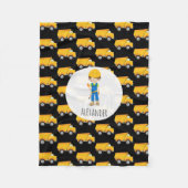Zwart Geel Dump Truck Boy Construction Worker Fleece Deken (Voorkant)