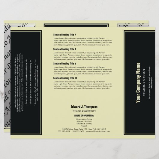 Zwart Geel Eenvoudige Rand Brochure (Voorkant / Achterkant)