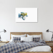 Zwart, geel en blauw gifdekkikker canvas afdruk (Insitu (Slaapkamer))
