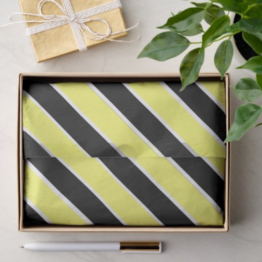 Zwart, geel en wit gestreept tissuepapier (Geschenk)