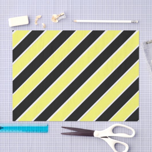 Zwart, geel en wit gestreept tissuepapier (Craft)
