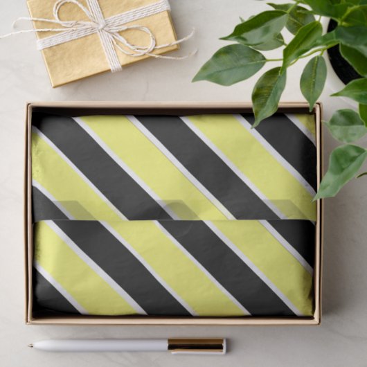 Zwart, geel en wit gestreept tissuepapier (Geschenk)