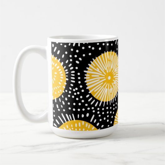 Zwart geel en wit krabbel burst koffiemok (Links)