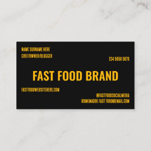 Zwart Geel Fast Food Burger Kip Restaurant Visitekaartje