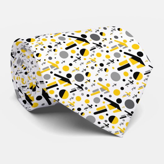 Zwart geel football silhouet patroon stropdas (Opgerold)