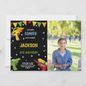 Zwart Geel Foto Water Pistool Uitnodigingen (Voorkant)