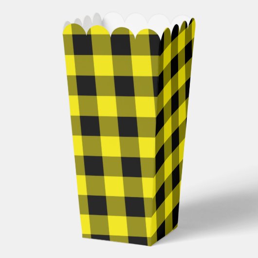 Zwart Geel geruite Check Popcorn Box Bedankdoosjes (Voorkant)