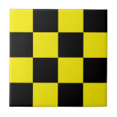 Zwart-geel Geruite Keramische Tegel Tegeltje (Voorkant)