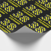 Zwart & geel, gestreept "38"; 38e verjaardag + naa cadeaupapier (Hoek)