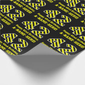 Zwart & Geel Gestreept "42"; 42e Verjaardag + Naam Cadeaupapier (Hoek)