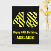 Zwart & Geel Gestreept "48"; 48ste Verjaardag + Na Kaart (Gele Bloem)