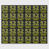 Zwart & Geel Gestreept "52"; 52e Verjaardag + Naam Cadeaupapier (Vlak)