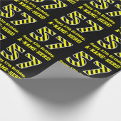 Zwart & geel, gestreept "57"; 57e verjaardag + naa cadeaupapier (Hoek)