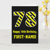 Zwart & Geel Gestreept "78"; 78ste Verjaardag + Na Kaart (Gele Bloem)