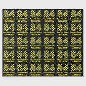 Zwart & Geel Gestreept "84"; 84e Verjaardag + Naam Cadeaupapier (Vlak)