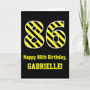 Zwart & Geel Gestreept "86"; 86ste Verjaardag + Na Kaart
