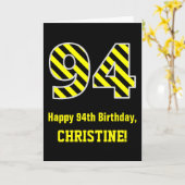 Zwart & geel, gestreept "94"; 94e verjaardag + naa kaart (Gele Bloem)