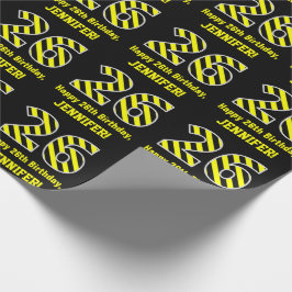 Zwart & Geel Gestreepte "26"; 26ste verjaardag + n Cadeaupapier