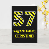 Zwart & Geel Gestreepte "57"; 57e Verjaardag + Naa Kaart (Gele Bloem)