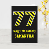 Zwart & Geel Gestreepte "77"; 77ste verjaardag + N Kaart (Gele Bloem)