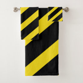 Zwart & Geel Gestreepte Gestreept Bad Handdoek
