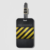 Zwart Geel Gevaar Strepen Constructie Engineer Bagagelabel (Voorkant (verticaal))