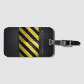 Zwart Geel Gevaar Strepen Constructie Engineer Bagagelabel (Voorkant (horizontaal))