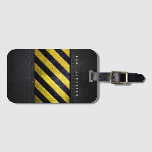 Zwart Geel Gevaar Strepen Constructie Engineer Bagagelabel (Voorkant (horizontaal))