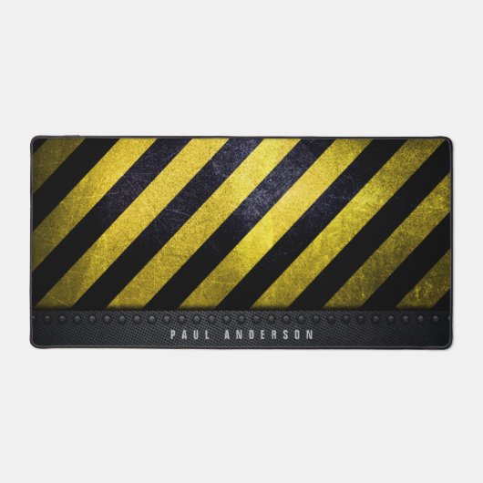Zwart Geel Gevaar Strepen Constructie Engineer Bureaumat (Voorkant)