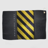 Zwart Geel Gevaar Strepen Constructie Engineer Golfhanddoek (Horizontaal)