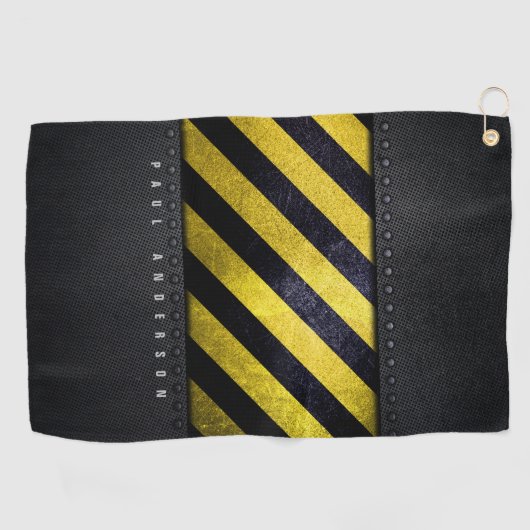 Zwart Geel Gevaar Strepen Constructie Engineer Golfhanddoek (Horizontaal)