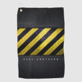 Zwart Geel Gevaar Strepen Constructie Engineer Golfhanddoek (Voorkant)