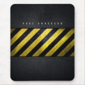 Zwart Geel Gevaar Strepen Constructie Engineer Muismat (Voorkant)