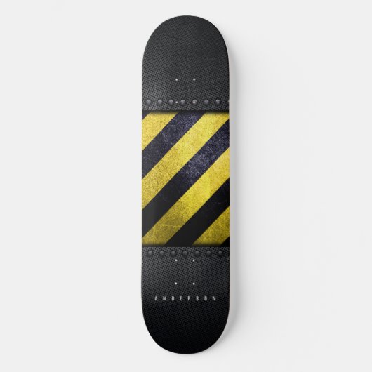 Zwart Geel Gevaar Strepen Constructie Engineer Persoonlijk Skateboard (Voorkant)